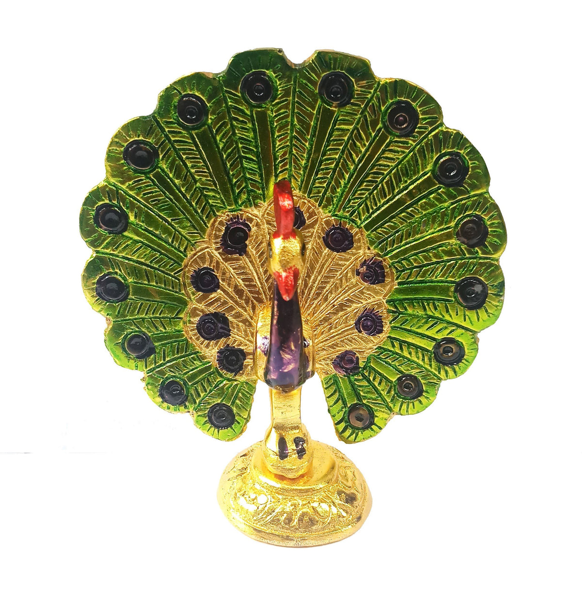 Prince Home Decor & Gifts White Metal Gold Plated Dancing Peacock for Home Décor