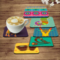 Artvibes Printed MDF Wooden Coasters for Home and Kitchen | Dining Table Decor | Square Coasters | Kitchen Decorative Item | Table Decoration | Home Decor (Set of 6 | 4x4 Inch)(Cultural Art) TC_2002N