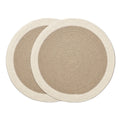 Encasa XO Dining Table Mats, Round Ribbed Cotton, Heat Resistant Beige Kafalo