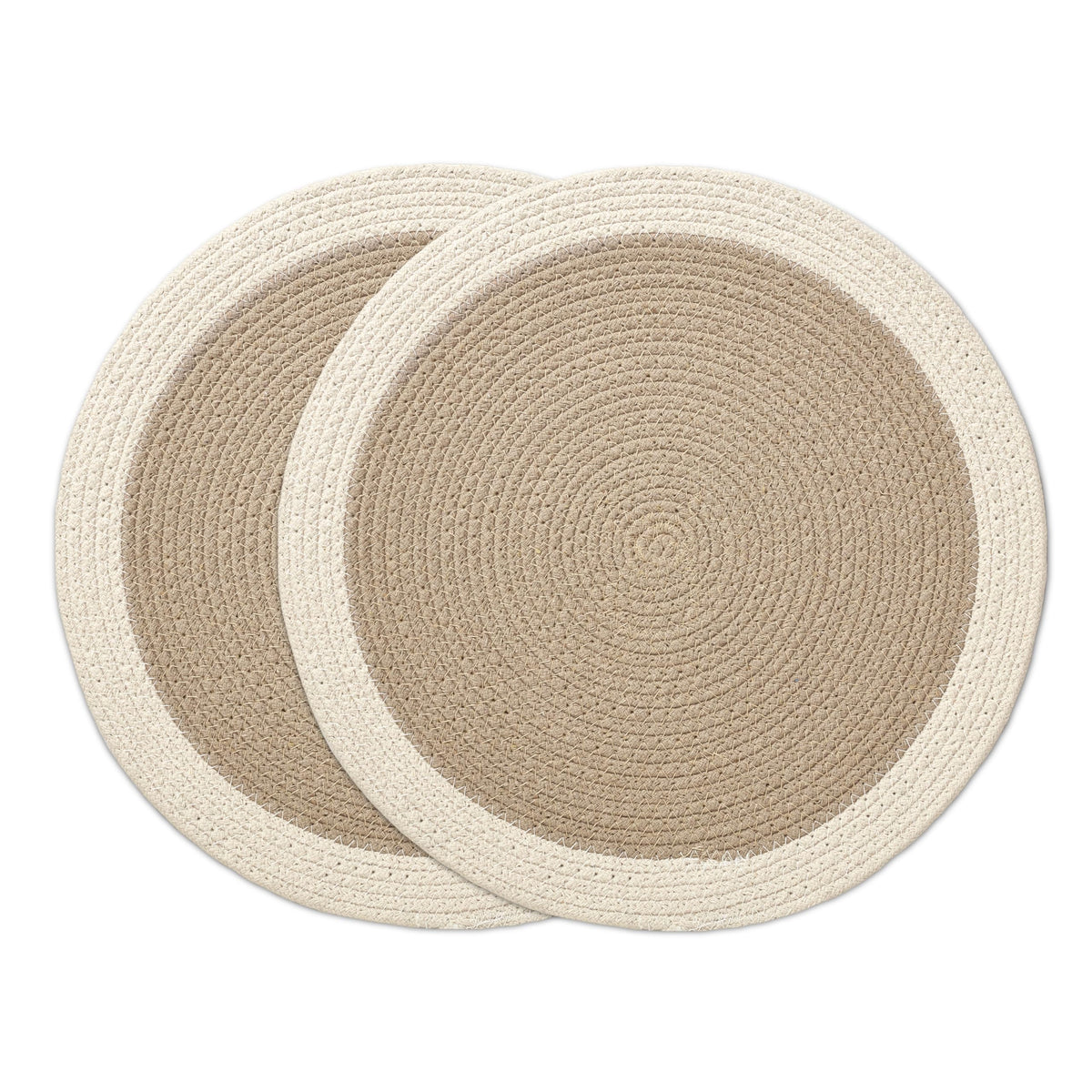 Encasa XO Dining Table Mats, Round Ribbed Cotton, Heat Resistant Beige Kafalo