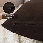 Yellow Weaves Cotton Canvas Decorative Cushion Covers, (24 X 24 Inches), Set of 5, Coffee