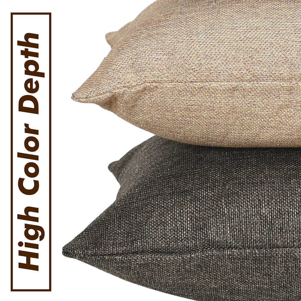 Yellow Weaves Jute Texture 250 TC Cushion Covers, 12 X 12 Inches, Multicolor, Set Of 2