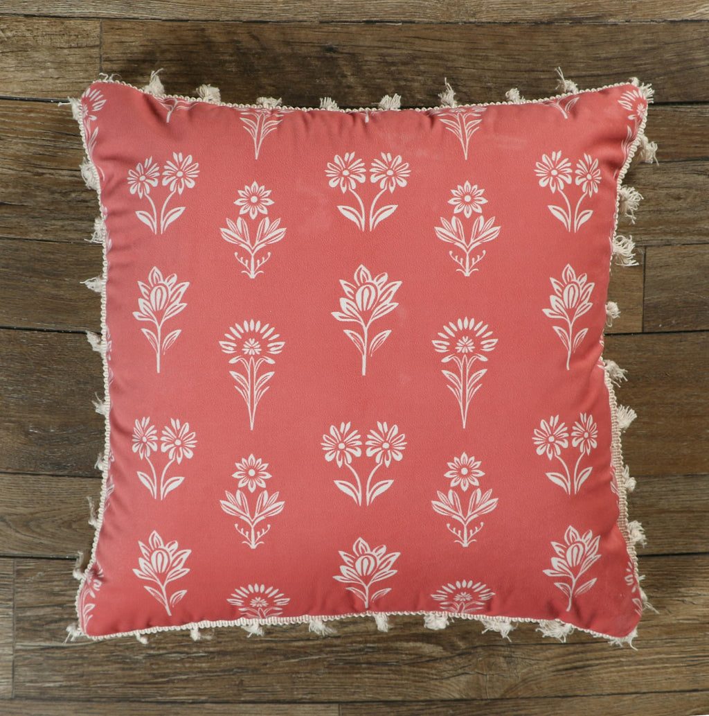 ishro home Premium Cushion Cover 16 inch x 16 inch | Set of 2 – Soft European Standard Fabric, Frill Design, Machine Washable | (2, Tulip Rust, 16x16 Inch)