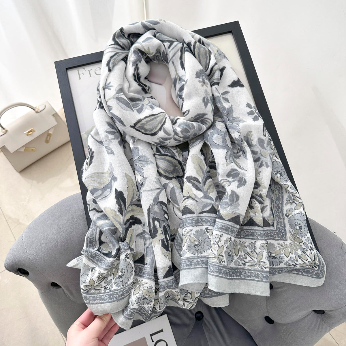 CrossKulture Viscose Scarf for Women | Lightweight & Long | Stole with Stylish Design | Neck, Hair & Head Scarf for Women & Girls | All Season Accessory (Floral18)