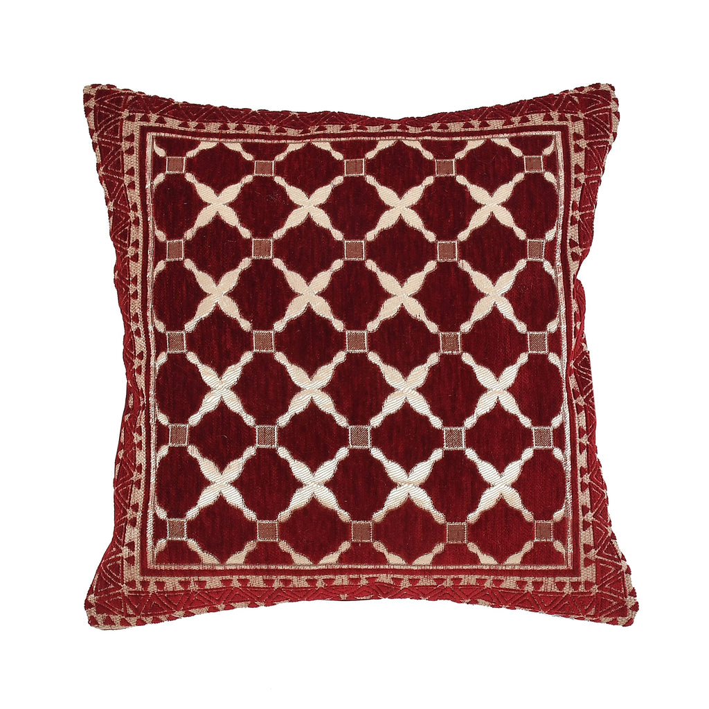 DECOMIZER Jacquard Geomteric Cushion Covers 16 Inch X 16 Inch Set Of 3 Ethnic Motifs 240 TC Cushion Covers,Design- Criss-Cross,Color- Maroon