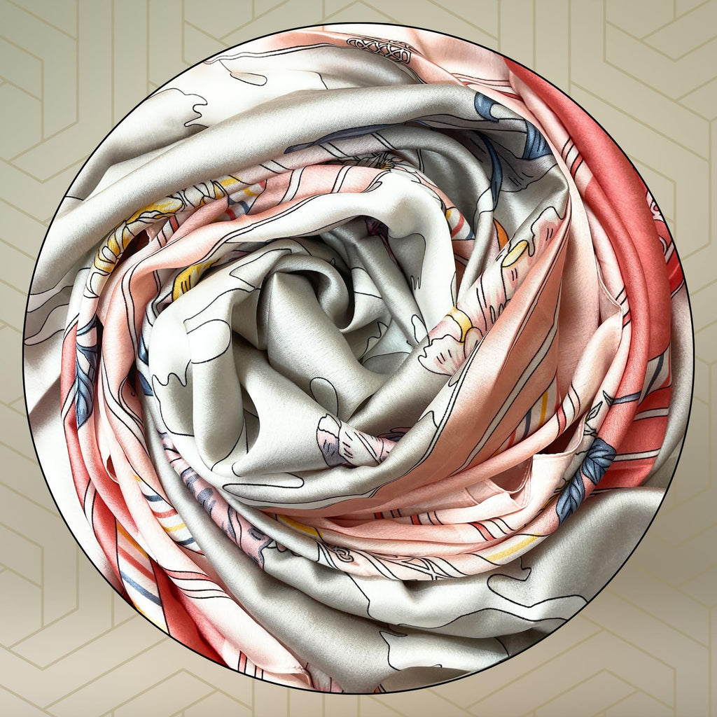 FAHABO Silk Scarf for Women – Soft, Lightweight Silk-Blend Hijab & Stole | Elegant Neck/Head Wrap Shawl | 73 x 35 Inches (Blushing Peach)