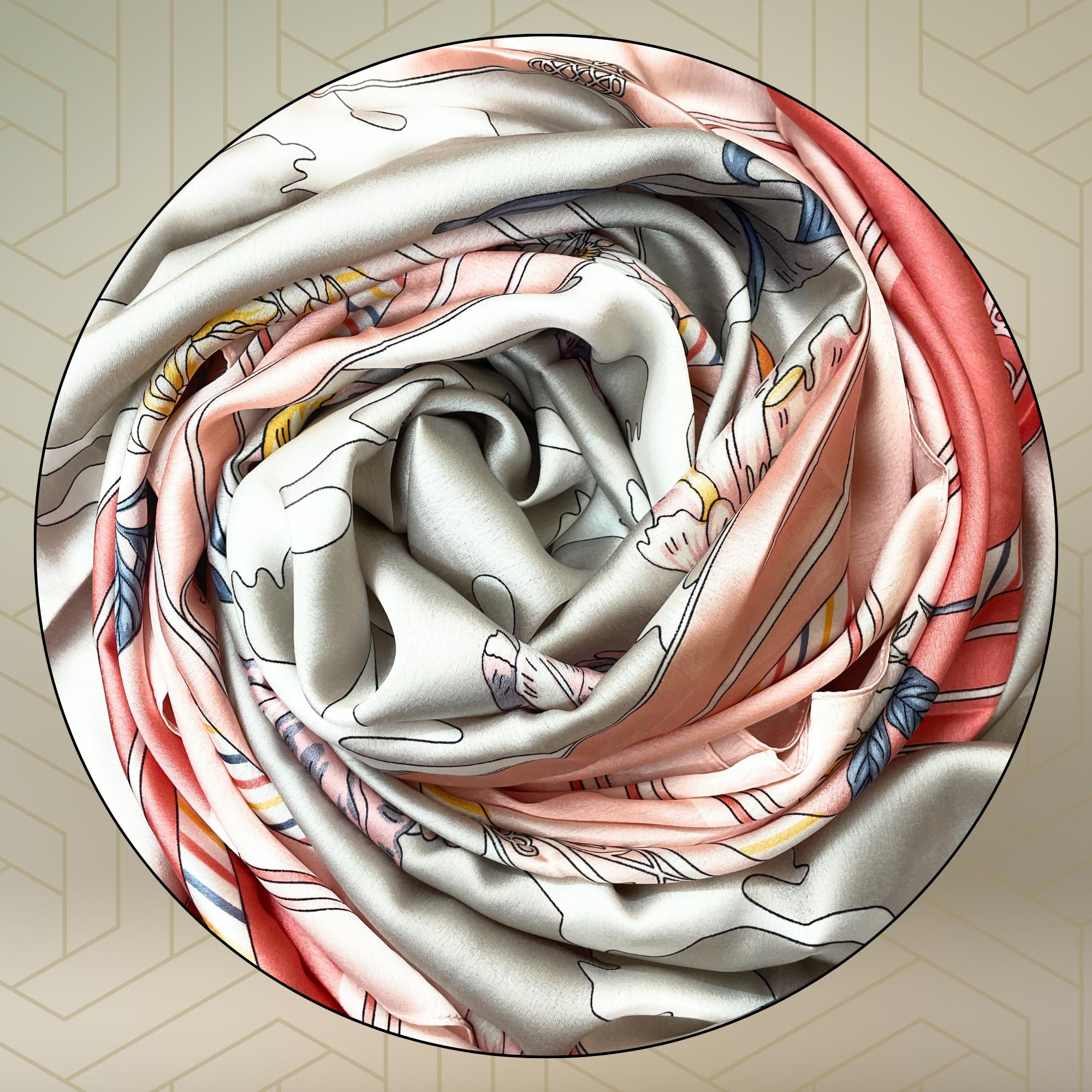 FAHABO Silk Scarf for Women – Soft, Lightweight Silk-Blend Hijab & Stole | Elegant Neck/Head Wrap Shawl | 73 x 35 Inches (Blushing Peach)