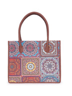 ZOUK Mandala Printed Jute Handcrafted Multicolor Women's Stylish Tote Bags | Tote Handbag| Shoulder bag with double handle