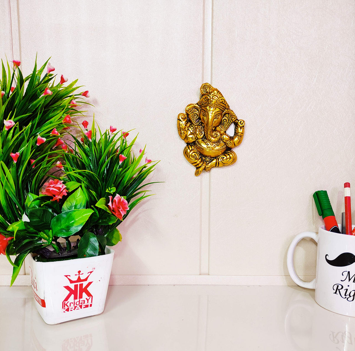KridayKraft Wall hanging Ganesha ji looks very Beautiful Decorative for Wall It is also an ideal gift as Wedding Gifts,Corporate Gifts,Birthday Gifts,Diwali Gifts,New Year Giftsetc.