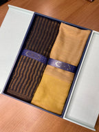 Pashmoda His and Her Gift Set of Zari Stoles With Wooden Gift Box