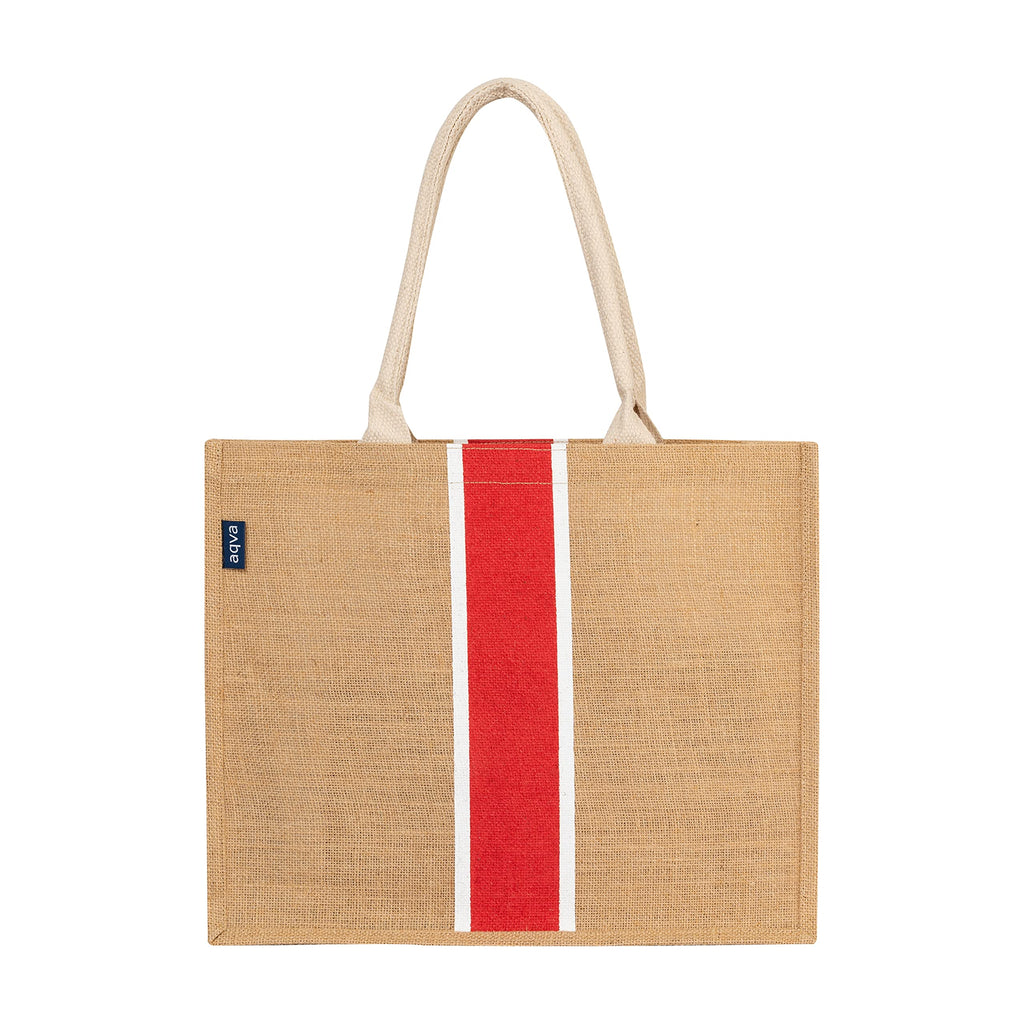 AQVA BLU Eco-Friendly Jute Hand Bag Tote -Reusable Tiffin Shopping Grocery Multipurpose Hand Bag with cotton Handle for Men and Women (Red)