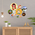 Artvibes Bal Ganesha & Little Krishna Round Shape MDF Wooden Wall Decor Items | Religious Decor | Graphic Artwork | Aesthetic Wooden Decor | Ethnic Wall Decor | Unique Gift Items (WPS_120N), Set of 11