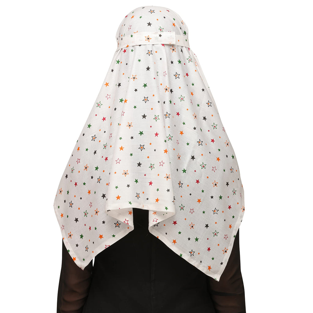 7 season's Girls Cotton Scarf Cum Mask Universal Size Usable For Vehicle Driver For Sunlight Uv Protection White Printed Design (Star-S), Female