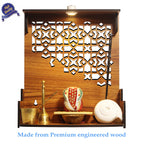 Heartily®: Divine Beautiful Wooden Pooja Stand Mandir for Home/Temple/Office/Puja Mandir for Home and Office Wall with LED Spot Light/Product (H- 12, L- 10.5, W-8.75 Inch)
