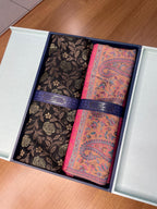 Pashmoda His and Her Gift Set of Kaani Stoles With Wooden Gift Box