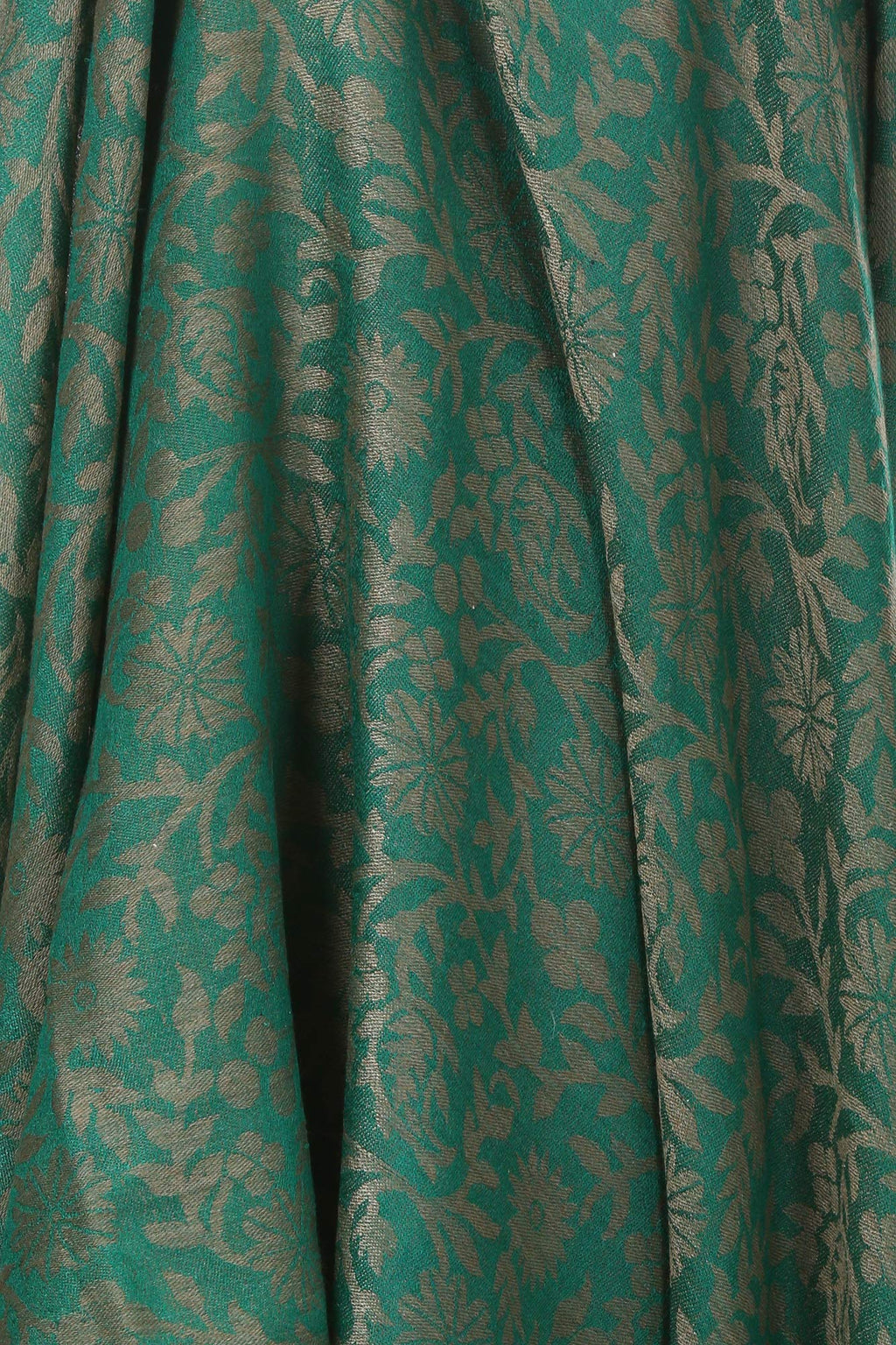 Pashtush Women's Fine Wool Jacquard Fine Wool Blended Luxury Floral Design Soft and Warm Scarf/Stole (Emerald Green, Free Size)