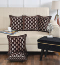 DECOMIZER Jacquard Geomteric Cushion Covers 24 Inch X 24 Inch Set Of 5 Ethnic Motifs 240 TC Cushion Covers,Design- Ambi,Color- Coffee