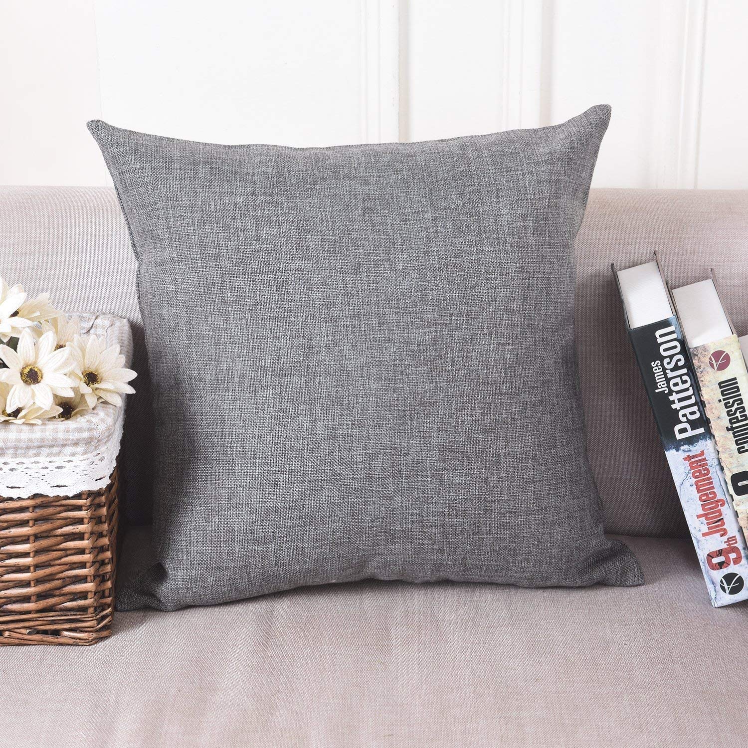 CASA-NEST Jute Cushion Cover 24x24 (Pack of 2) (Light Grey) JUTEREV24