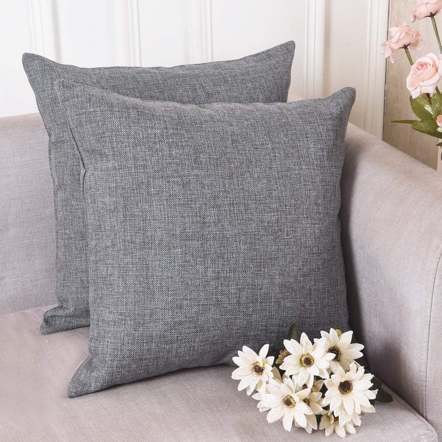Khooti Jute Cushion Cover | 30x30 Inch | Light Grey | Set of 1 | Throw Pillow Cover for Couches, Chairs, Sofas, Beds, Coffee Tables, Living Rooms, Bedrooms, Modern Boho Design