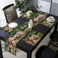 PRAKARTIK BY INDUARTS Horse Design Eco-Friendly Cotton Dining Rectangular Table Mat with Runner - Reusable, Machine Washable, Everyday Use Green & Brown (Set of 4+180 cm Runner) Kafalo