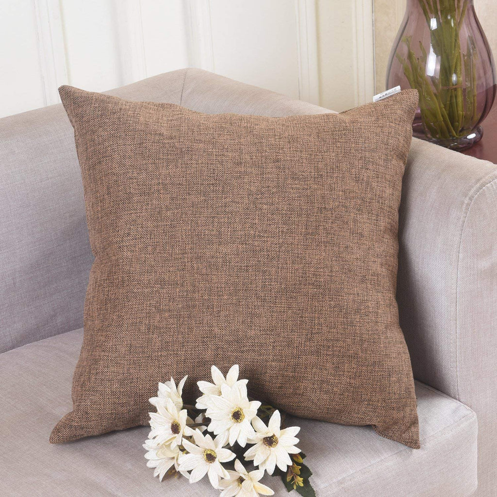 Khooti Jute Cushion Cover | 10x10 | Brown | Set of 2 | Throw Pillow Cover for Couches, Chairs, Sofas, Beds, Coffee Tables, Living Rooms, Bedrooms, Modern Boho Design