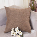 Khooti Jute Cushion Cover | 10x10 | Brown | Set of 2 | Throw Pillow Cover for Couches, Chairs, Sofas, Beds, Coffee Tables, Living Rooms, Bedrooms, Modern Boho Design