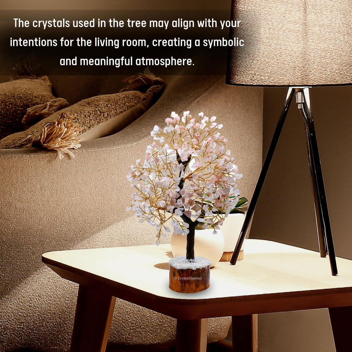 Certified Rose Quartz Crystal Tree for Good Luck - Healing Crystals Money Tree for Wealth, Positive Energy at Home Office - Decorative Spiritual Gifts for Vastu, House Warming