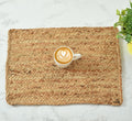 LaVichitra Braided Jute Placemats 30 x 44 cm - Dining Table, Bed Side/Centre Table/Shelves -Natural/Beige - 6 Piece Kafalo