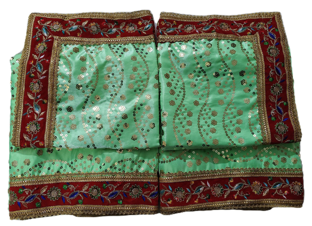 Lakshmi Maa Collection Rumala Double Set Heavy Sea Green with Red Gota & Designer (4 PEC.)