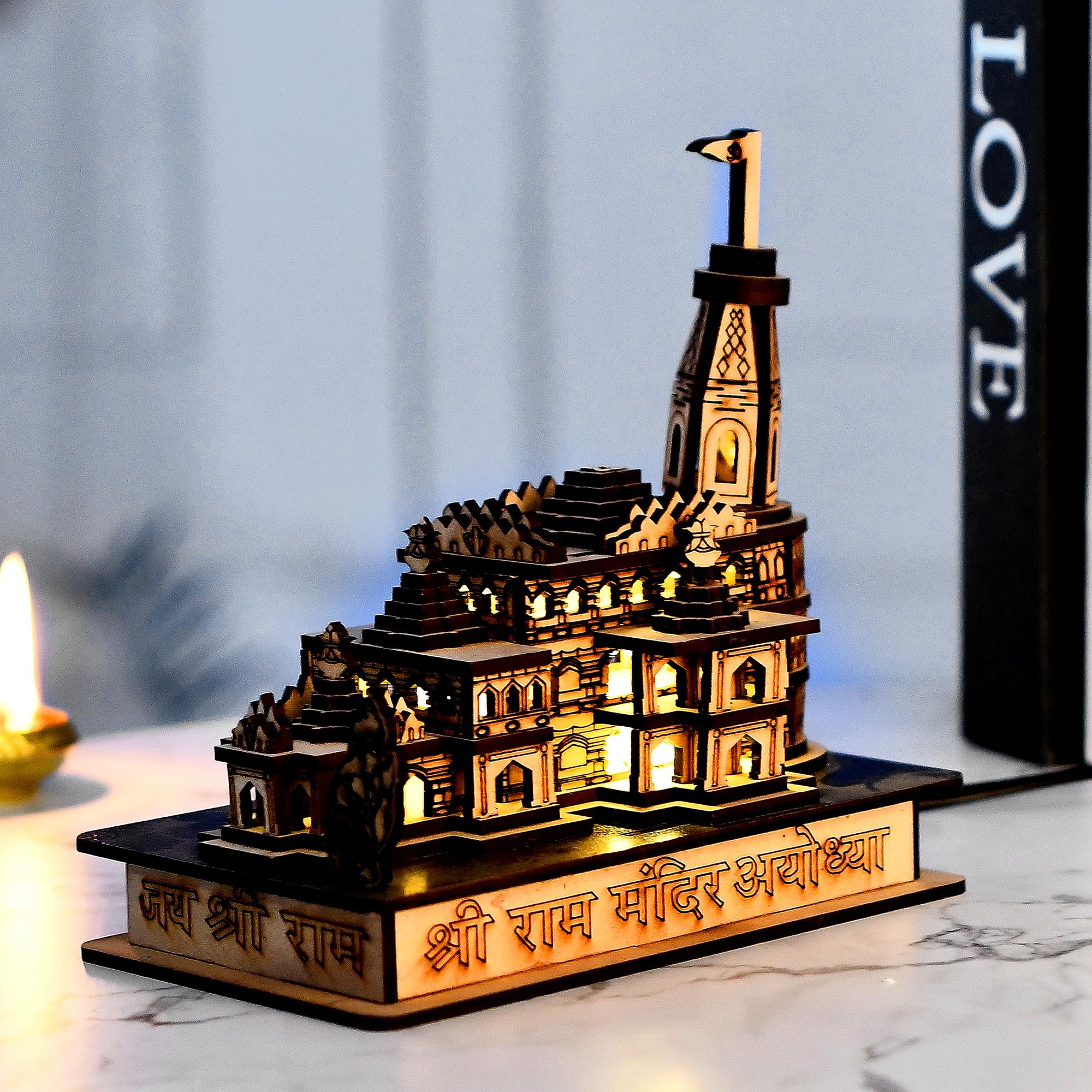 CraftVatika Ram Mandir Ayodhya Model 3D | Ayodhya Ram Mandir Model in 3D Wooden (4 Inch Height)