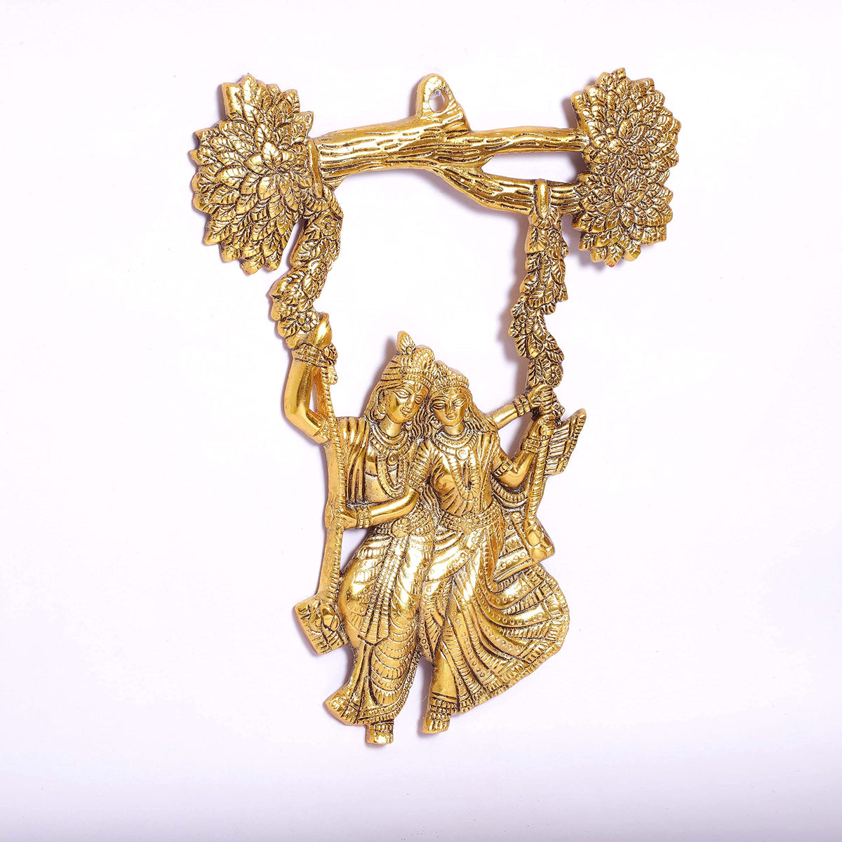 Prince Home Decor & Gifts Ethnic Aluminum Decorative Wall Hanging (Gold, 26 x 32 x 7 cm)