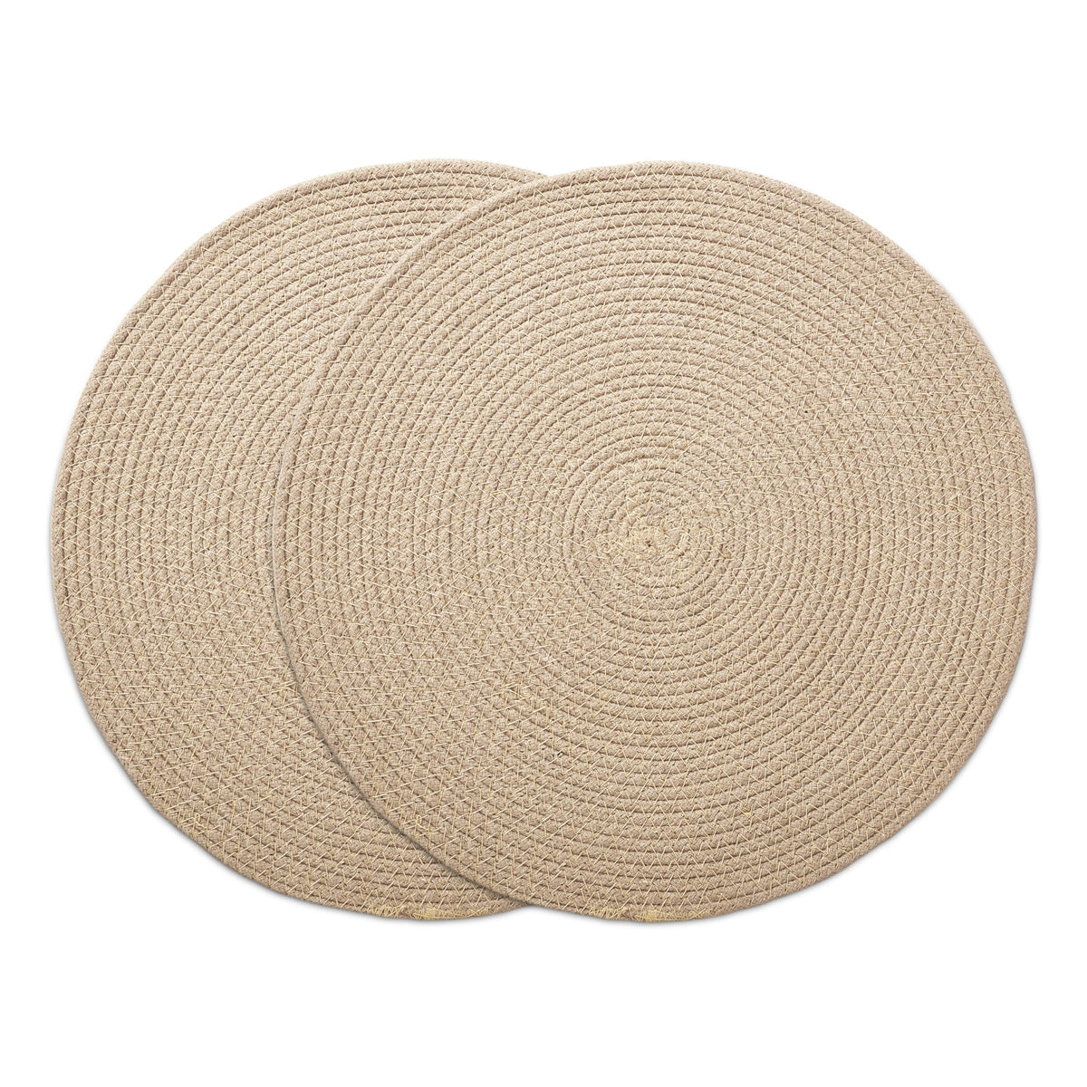 Encasa XO Round Ribbed Cotton Dining Table Mats, Heat Resistant Beige Kafalo