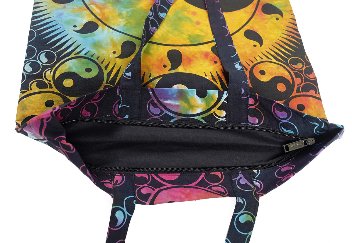 Ravaiyaa - Attitude is everything Cotton Shopping Bag Purse Bags Women Tote Shoulder Handbag (Multi Yin Yang Bag - 15)