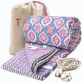 TOAIArt Premium Jaipuri Dohar | AC Blanket Summer Quilt | Hand Block Printed | 3 Layers | Reversible | 150GSM 100% Mulmul Cotton | 100% Cotton Flannel Filling | King 108 X 90 |Spanish Villa Kafalo