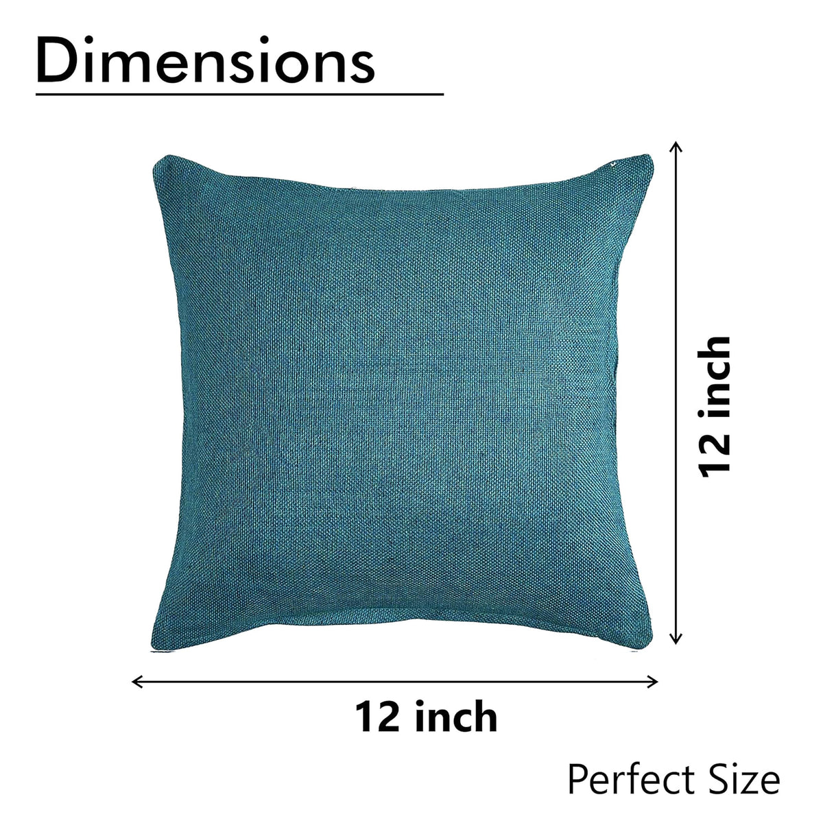 Yellow Weaves Jute Texture 250 TC Cushion Covers, 12 X 12 Inches, Blue, Set Of 2