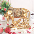 KridayKraft Kamdhenu Cow,Calf with Bal Gopal Krishna Metal Statue for Good Luck,Feng Shui As Table Top Figurine,Vastu,Religious Gau MATA Idol Home,Office&Table
