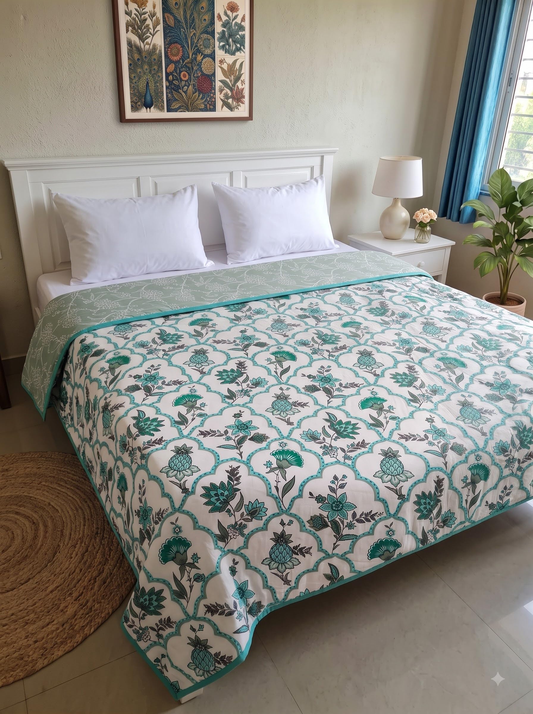 Mafatlal Sparsh Double Bed Cotton Dohar, 150 GSM Malmal Cotton, Reversible AC Blanket, Ultra-Soft & Breathable Cotton Blanket for All-Season Use, 210 x 240 Inch, Kafalo