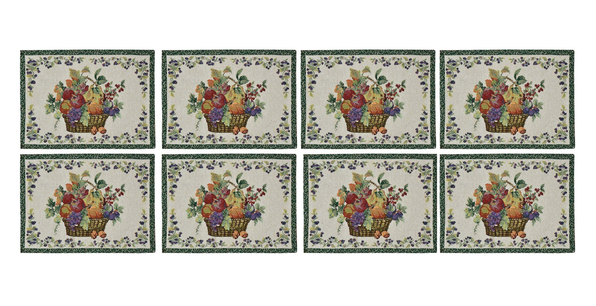 Galaxy Home Decor Dining Table 8 Table Mats ( Mat 13x18 inches ) Washable Cotton Linen Mat Jacquard Fabric, Multicolor (Basket Design, 8 Mats) Kafalo