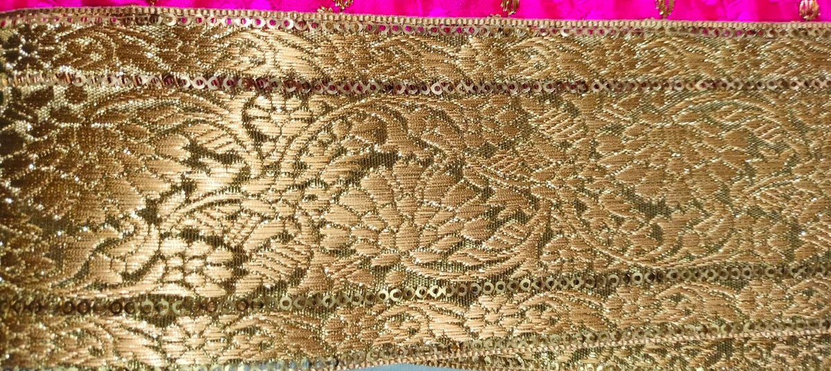 Lakshmi Maa Collection Rumala Double Set with Gajri with 3D Golden Drop Down Design with Golden Outline Gota and Designer 4 PEC
