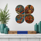Artvibes Nature & Wildlife Wooden Art Decoration Item for Home | Living Room | Office | Cafe | Painting Wall Decor | Aesthetic Wooden Decor | Handcrafted Art | Ideal Gifts (WH_8452N), Set of 4