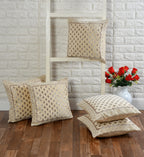 DECOMIZER Jacquard Geomteric Cushion Covers 24 inch x 24 inch Set of 5 Ethnic Motifs Cushion Covers,Design- Star,Color- Cream