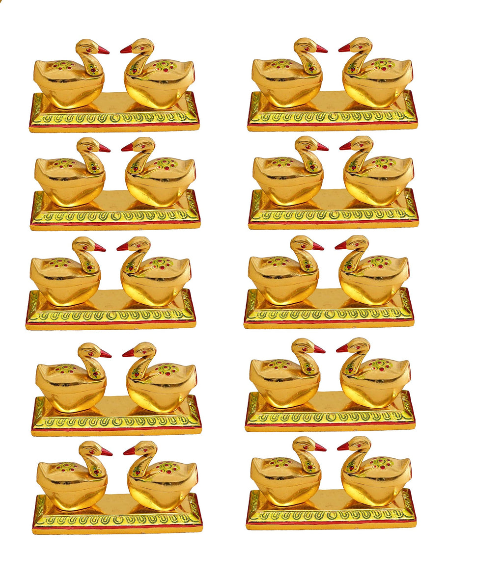KridayKraft Swan Duck Shap Haldi KumKum Holder,Chandan Roli Box,Love Birds Couple Duck Pair Chopda,Kumkum Dani,Chawal,Akshat use for Pooja,Animal Showpiece & Return Gift Article (Pack of 10 pcs)...
