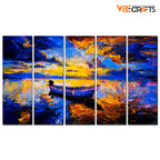 VIBECRAFTS Sunset At Beach 5 Pieces Canvas Wall Painting For Home | Office | Living Room | Gift (PTVC5Pcs4_8518)