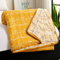 Story@Home Dohar Double Bed Cotton 100% | 150GSM 225 x240 cm Quilt AC Blanket for Summer | AC Comforter Double Bed | Yellow & White | Criss Cross Reversible Design Duvet | All-Season Blanket Kafalo