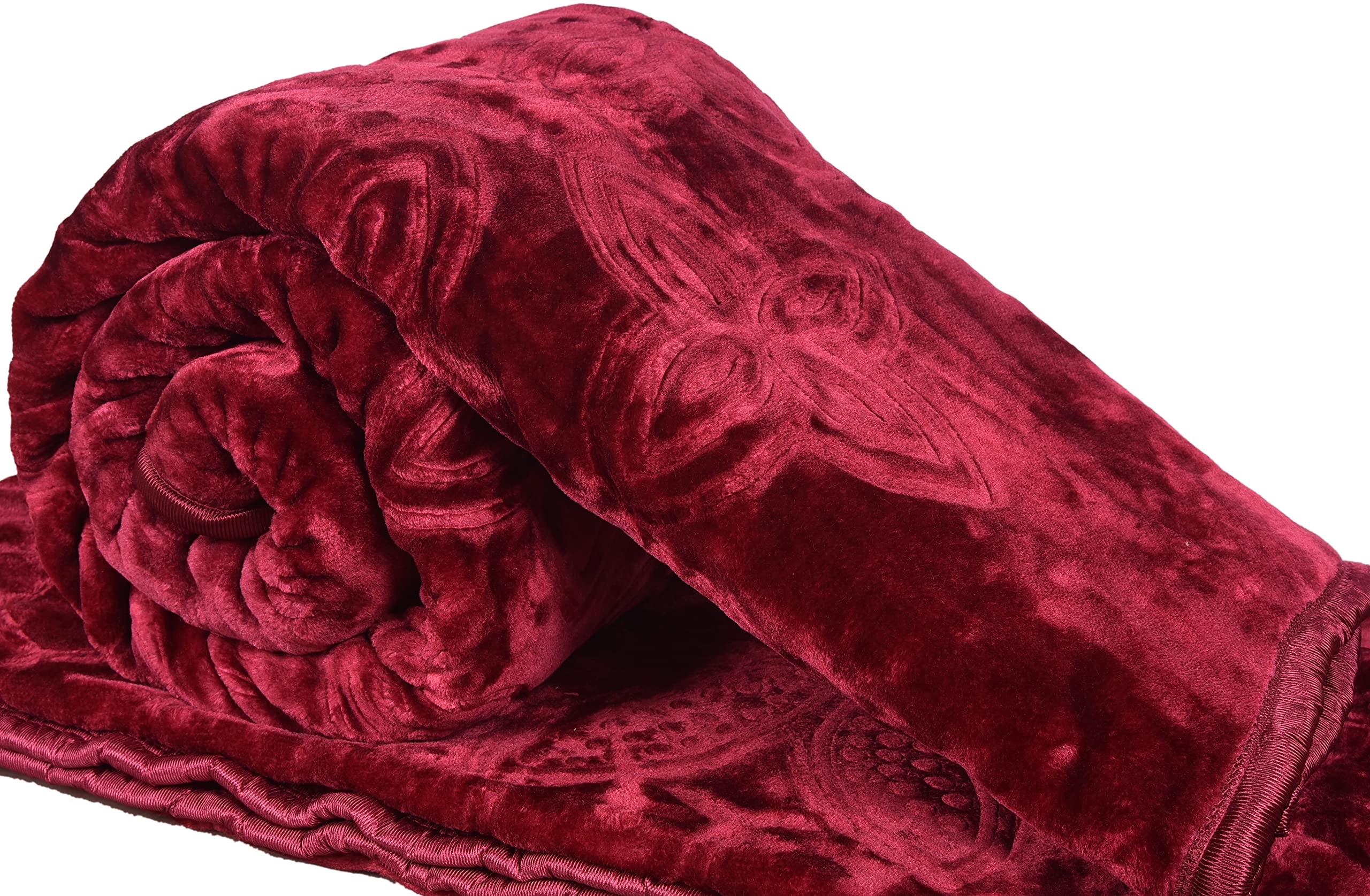 Goyal's Super Soft Mink Double Bed Blanket 500 TC, 87 X 85 Size - Deep Maroon, Thermal Kafalo