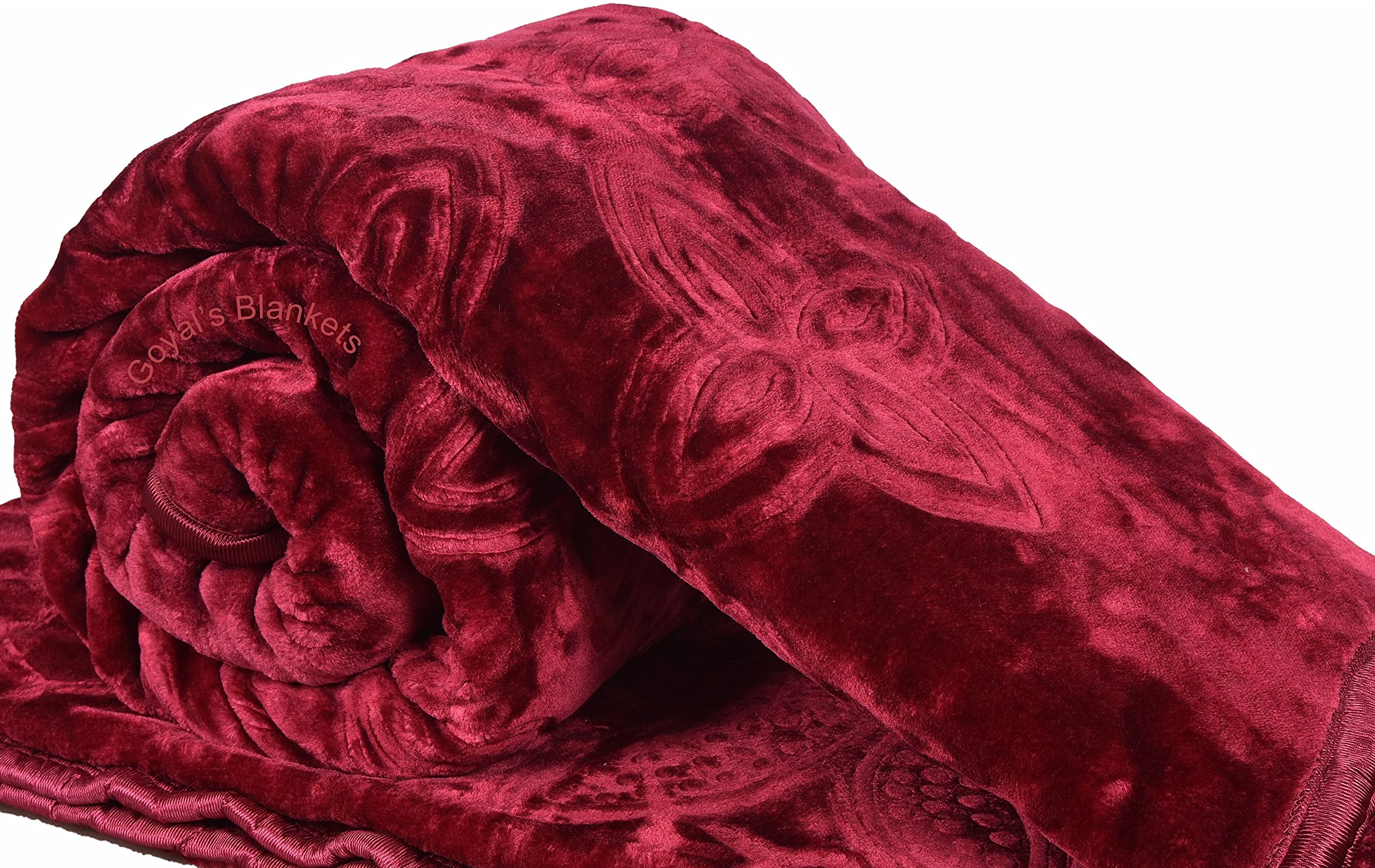 Goyal's Mink Polyester 500TC Super Soft Blanket Double Bed, 87 X 85 - Maroon Kafalo