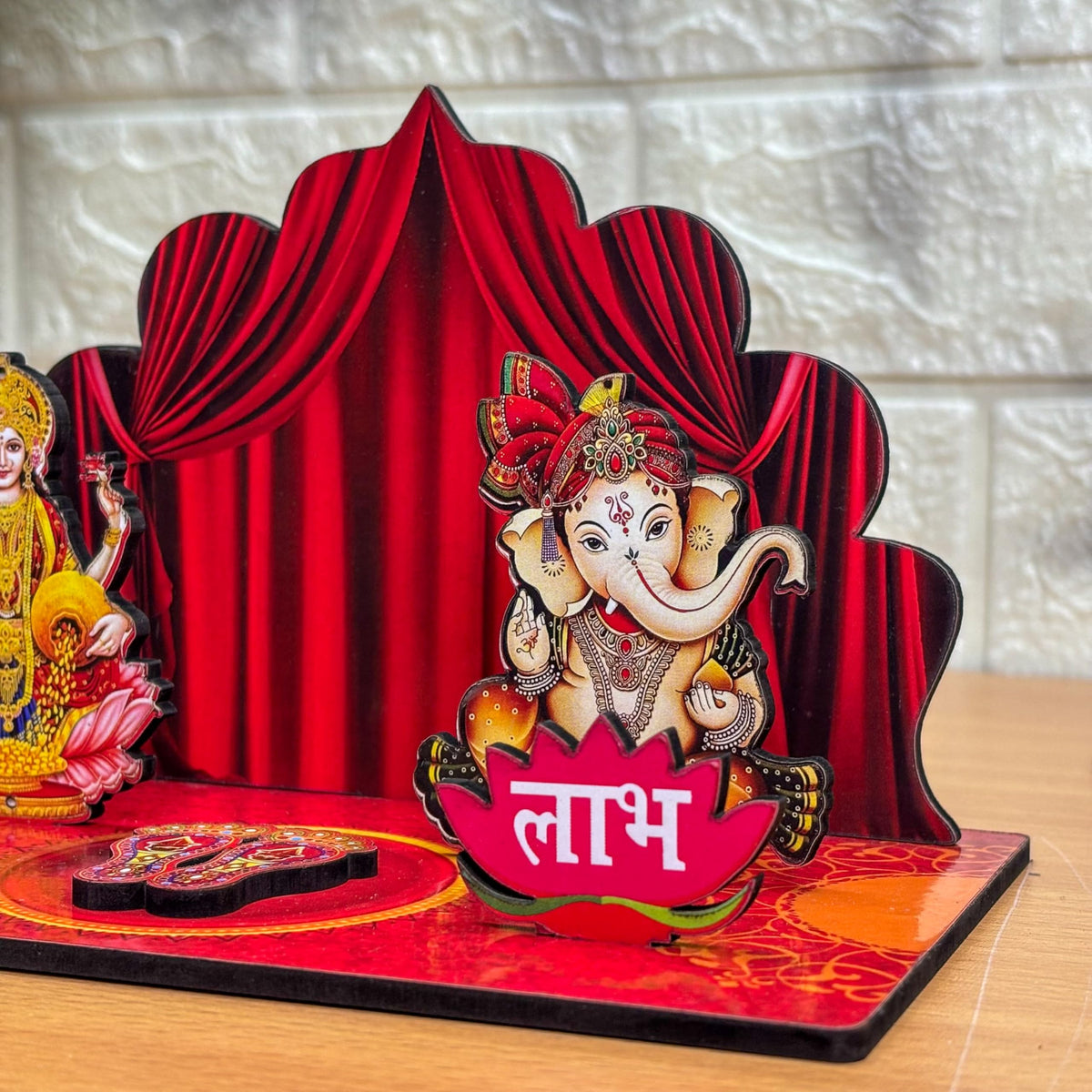 WEHATKE Wall Decor & Table Top MIni Mandir Diwali Set | Mini Laxmi Ganesh & Haning Subh Labh Diawli Gift Set | Diwali Home Decor
