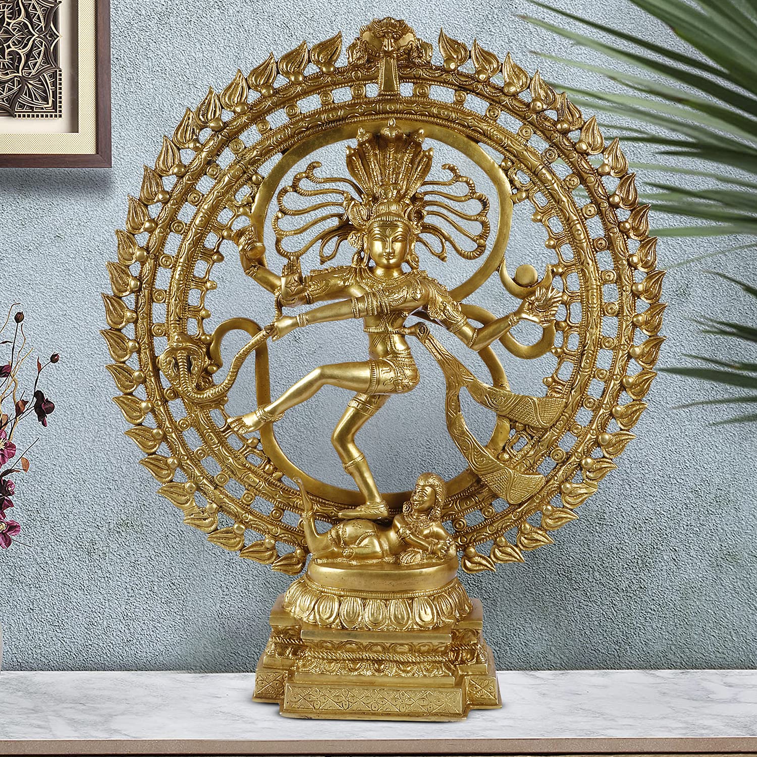 ARTVARKO Brass Natraja Big Statue Idol of Lord Shiva Ji Dancing Om Natraj Murti for Temple Mandir Home Décor 20 Inches
