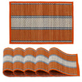 HOKIPO River Grass Handcrafted Madurkathi Heat Resistant Dining Table Place Mats (Orange, 12x18 Inches) -Set of 6 Pieces Kafalo