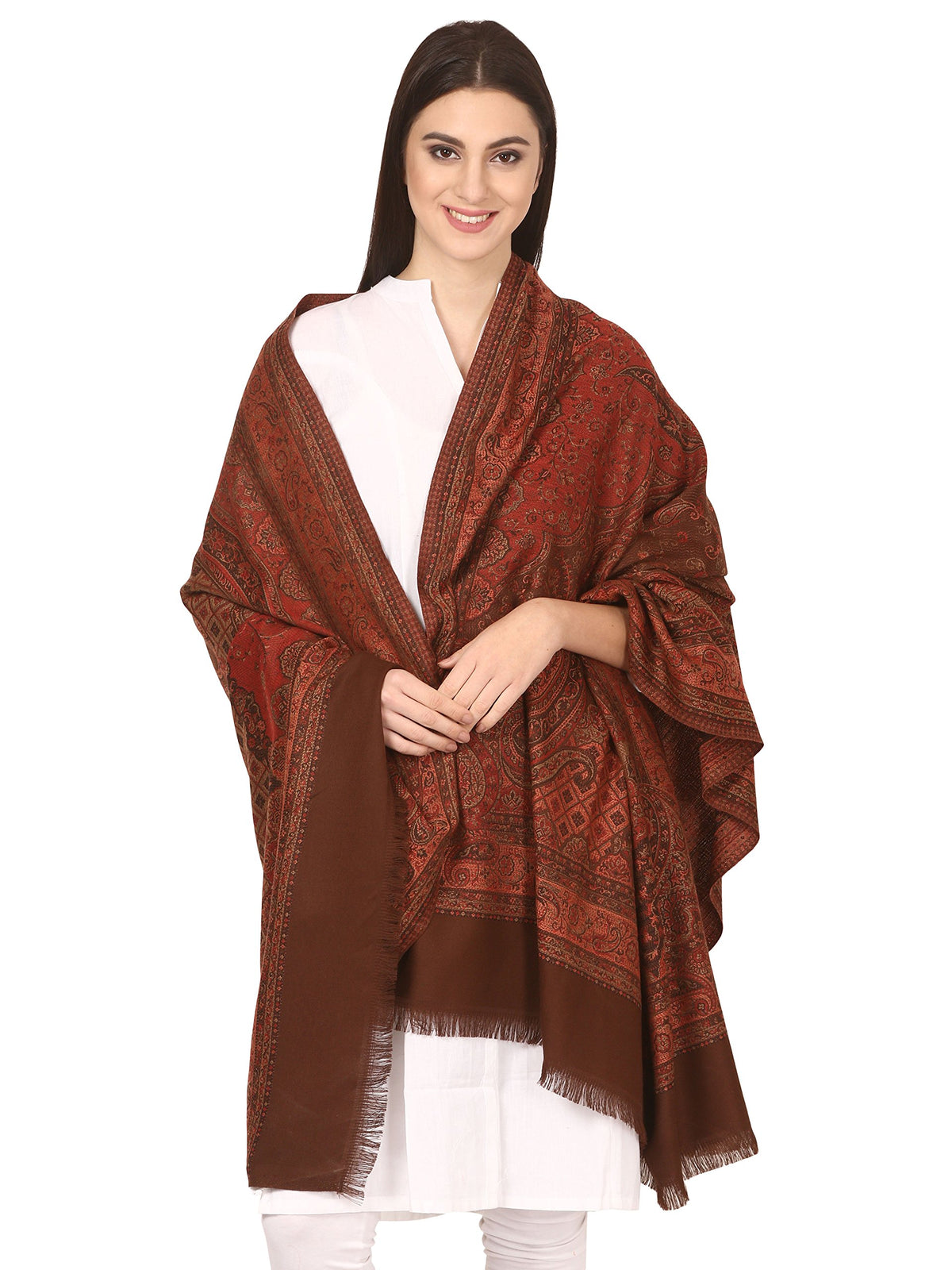 Pashtush Womens Jamawar Shawl Parent (Coffee)